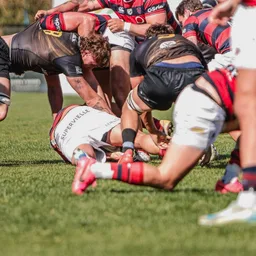 Rugby players in a scrum